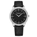 X^[O Y rv ANZT[ Men's Black Genuine Leather Strap Watch 38mm Black