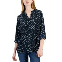 トミー ヒルフィガー レディース カットソー トップス Women's Polka-Dot Popover Tunic Sky Capt M