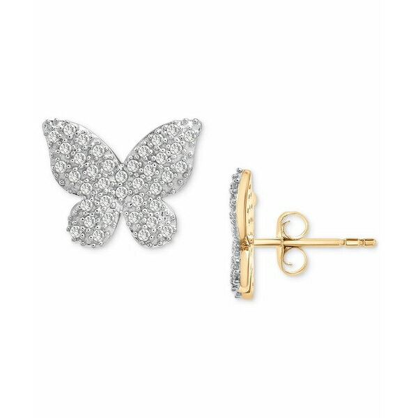 ラップド レディース ピアス＆イヤリング アクセサリー Diamond Butterfly Stud Earrings (1/6 ct. t.w.) in 14k Gold, Created for Macy's (Also Available in Black Diamond) White Diamond