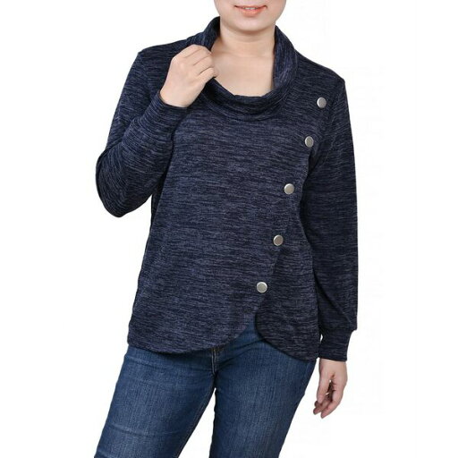 ニューヨークコレクション レディース カットソー トップス Women's Missy Long Sleeve Overlapping Cowl Neck Top Navy Enzoz ニューヨークコレクション レディース カットソー トップス Women's Missy Long Sleeve Overlapping Cowl Neck Top Navy Enzoz