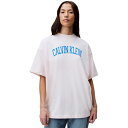 カルバンクライン レディース カットソー トップス Women's Boxy Varsity Logo T-Shirt Crystal Pink