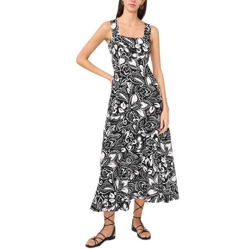 ヴィンスカムート レディース ワンピース トップス Women's Printed Square-Neck Smocked-Back Sleeveless Maxi Dress Rich Black ヴィンスカムート レディース ワンピース トップス Women's Printed Square-Neck Smocked-Back Sleeveless Maxi Dress Rich Black