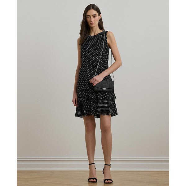 ラルフローレン レディース ワンピース トップス Women's Polka-Dot Crinkle Georgette Shift Dress Black/cream