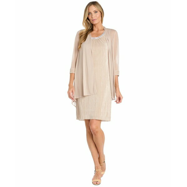アールアンドエムリチャーズ レディース ワンピース トップス Women's Embellished-Neck Jacket Dress Champagne