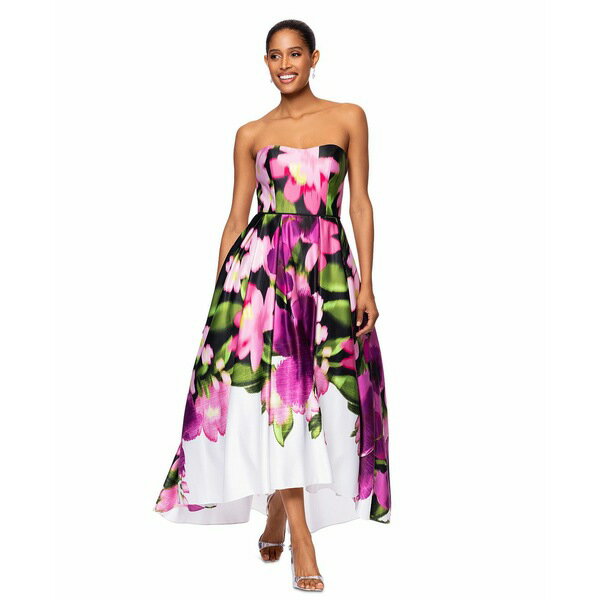 ベッツィ アンド アダム レディース ワンピース トップス Women's Floral Print Strapless Ball Gown W..