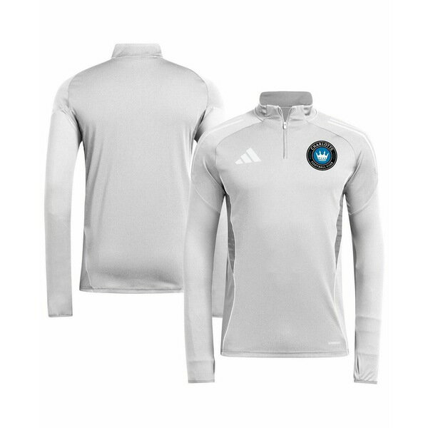 アディダス メンズ パーカー・スウェットシャツ アウター Men's Silver Charlotte FC 2025 Quarter-Zip Long Sleeve Training Sweatshirt Silver