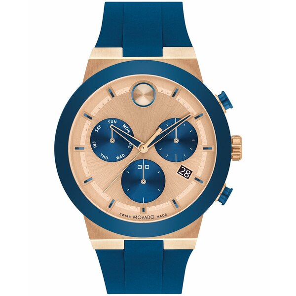 モバド メンズ 腕時計 アクセサリー Men's Bold Fusion Swiss Quartz Chrono Blue Silicone Watch 44mm Blue