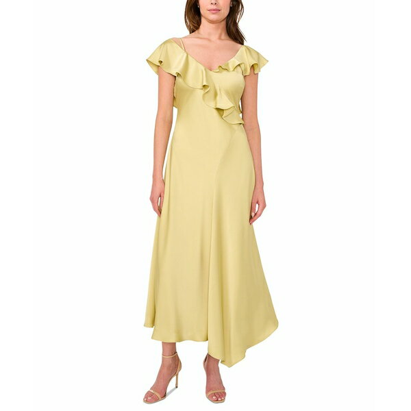 パーカー レディース ワンピース トップス Women's The Bridgette Ruffle-Trim Asymmetric-Hem Dress Pistachio
