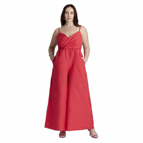  ǥ 奢ѥ ܥȥॹ Plus Size Wide Leg Jumpsuit Red