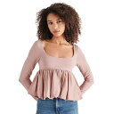 スティーブ マデン レディース カットソー トップス Women's Avielle Long-Sleeve Peplum Top Ash Rose(4)