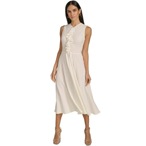 カルバンクライン レディース ワンピース トップス Women's V-Neck Ruffle-Front Sleeveless Dress Cream カルバンクライン レディース ワンピース トップス Women's V-Neck Ruffle-Front Sleeveless Dress Cream
