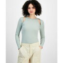 マッデンガール レディース カットソー トップス Juniors' Cut-Out Long-Sleeve Bodysuit Aqua Grey(4)