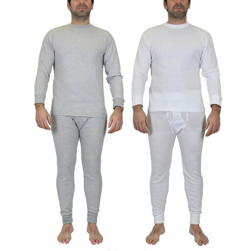 ギャラクシーバイハルビック メンズ シャツ トップス Men's Winter Thermal Top and Bottom, 4 Piece Set Heather Gray and White ギャラクシーバイハルビック メンズ シャツ トップス Men's Winter Thermal Top and Bottom, 4 Piece Set Heather Gray and White