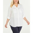チャータークラブ レディース カットソー トップス Plus Size 100% Linen Roll-Tab Shirt, Created for Macy's Bright White(4)