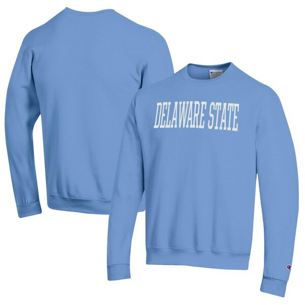 チャンピオン メンズ パーカー・スウェットシャツ アウター Delaware State Hornets Champion Eco Powerblend Crewneck Sweatshirt Light Blue