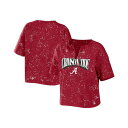 ウェア バイ エリン・アンドリューズ レディース カットソー トップス Women's Crimson Alabama Crimson Tide Bleach Wash Splatter Notch Neck T-shirt Crimson