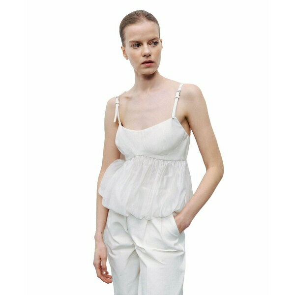 ノクチューン レディース カットソー トップス Women's V-Neck Beaded Accessory Blouse Open white