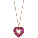 エフィー コレクション レディース ネックレス チョーカー ペンダントトップ アクセサリー EFFY reg Pink Sapphire (1/5 ct. t.w.), Ruby (3/8 ct. t.w.) Diamond (1/10 ct. t.w.) Heart 18 Pendant Necklace in 14k Rose Gold 14K Rose Gold