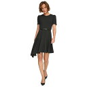 _i L j[[N fB[X s[X gbvX Women's Belted Asymmetric-Hem Ruffle Dress Black