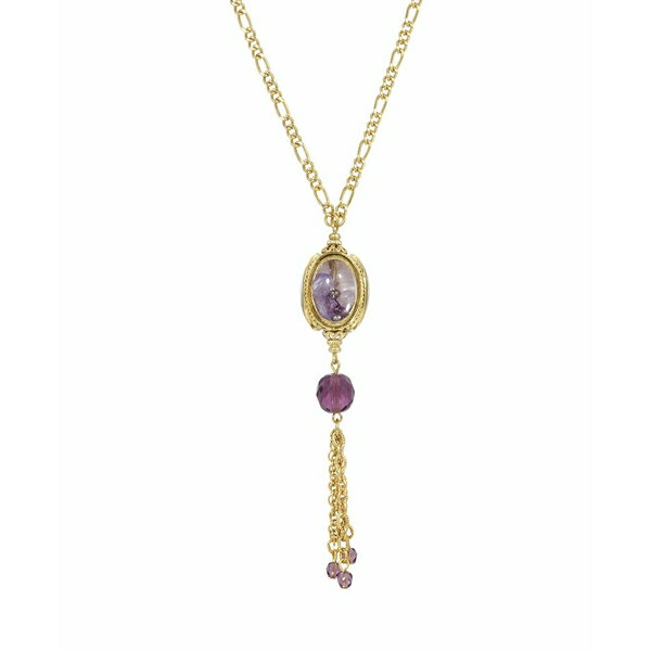 2028 fB[X lbNXE`[J[Ey_ggbv ANZT[ Women's Gold Tone Purple Beaded Drop Spinner Necklace Purple