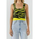 イングリッシュファクトリー レディース カットソー トップス Women's Tiger Knit Tank Top Lime/black