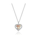 fBYj[ fB[X lbNXE`[J[Ey_ggbv ANZT[ Minnie Mouse Silver and Pink Gold Plated Cubic Zirconia Heart Necklace, 16 + 2'' Silver tone, pink