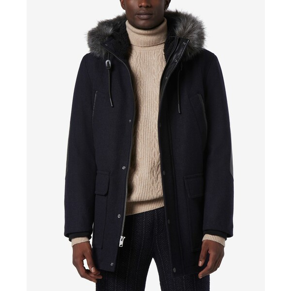 マークニューヨーク メンズ ジャケット＆ブルゾン アウター Men 039 s Dawson Hooded Parka with Faux-Leather Faux-Fur Trim Blue Heather