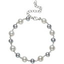 x hD [ fB[X uXbgEoOEANbg ANZT[ Gray & White Cultured Freshwater Pearl (5-6mm & 7-8mm) Bracelet in Sterling Silver (Also in Pink & White Cultured Freshwater Pearl), Created for Macy's Gray