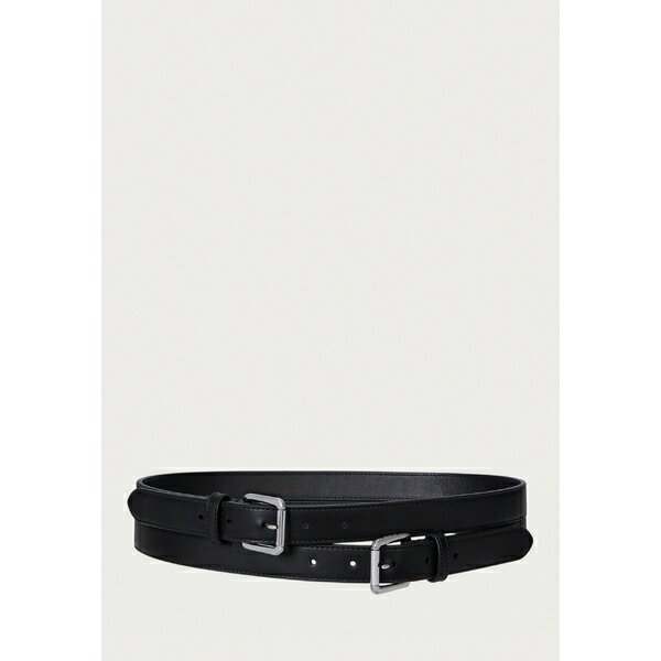 ե ǥ ٥ ꡼ Leather Double Buckle Stacked Wide Belt - Wai...