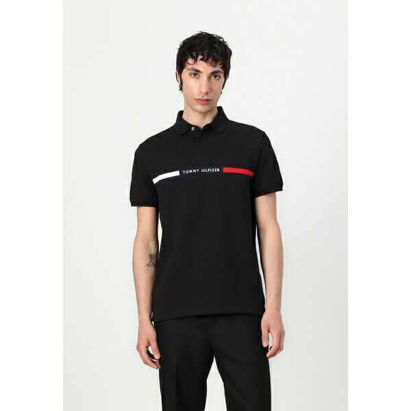 トミー ヒルフィガー メンズ サンダル シューズ CHEST INSERT - Polo shirt - black