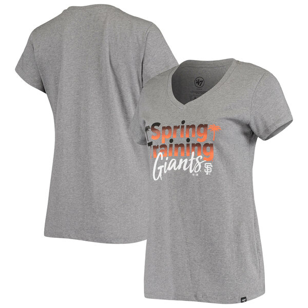 tH[eB[Zu fB[X TVc gbvX San Francisco Giants '47 Women's Spring Training Fade VNeck TShirt Heathered Gray