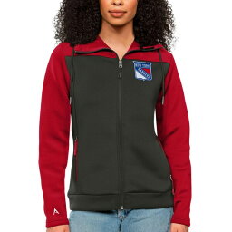 アンティグア レディース ジャケット＆ブルゾン アウター New York Rangers Antigua Women's Protect FullZip Hoodie Red/Charcoal