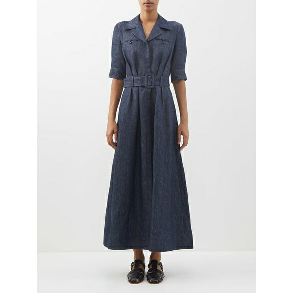 ガブリエラ ハースト レディース ワンピース トップス Simone belted linen-denim shirt dress Navy