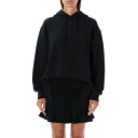 J.W.アンダーソン レディース パーカー・スウェットシャツ アウター Deconstructed Hem Cropped Hoodie BLACK