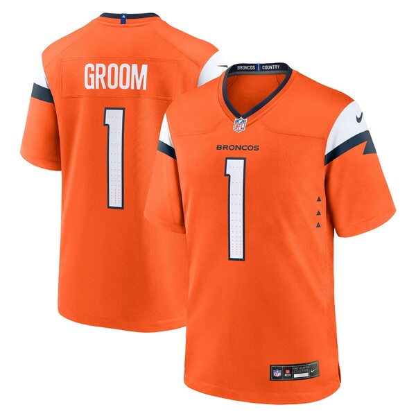 ナイキ メンズ ユニフォーム トップス Number 1 Groom Denver Broncos Nike Game Jersey Orange