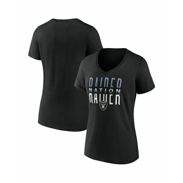 ファナティクス レディース カットソー トップス Women's Black Las Vegas Raiders Back Home Again V-..