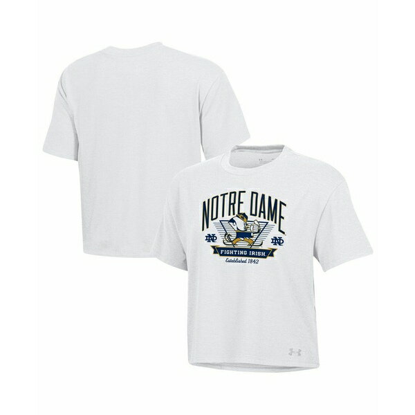 アンダーアーマー レディース カットソー トップス Women's White Notre Dame Fighting Irish Essentia..