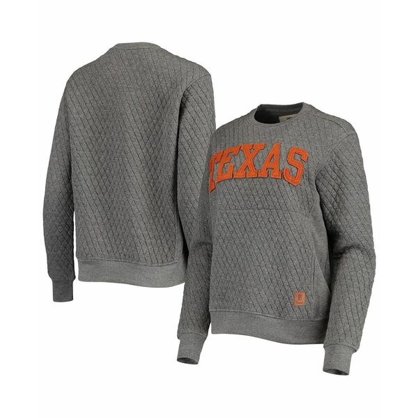 プレスボックス レディース パーカー・スウェットシャツ アウター Women's Heather Charcoal Texas Longhorns Moose Quilted Pullover Sweatshirt Heather Charcoal