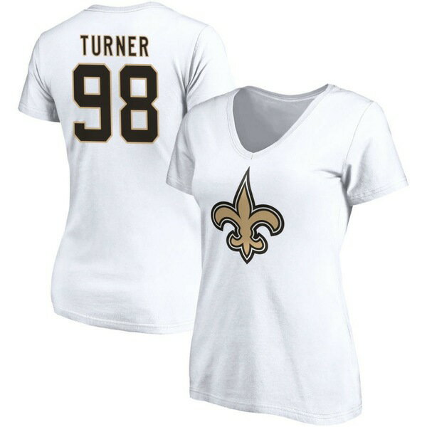 t@ieBNX fB[X TVc gbvX New Orleans Saints Fanatics Branded Women's Team Authentic Logo Personalized Name & Number VNeck TShirt White