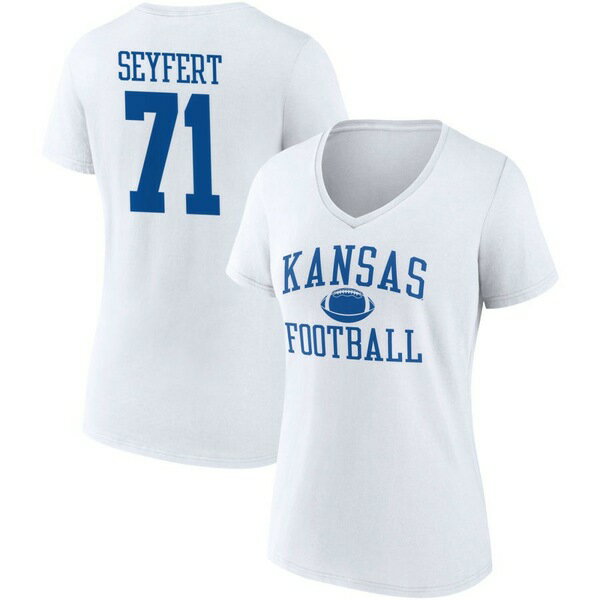 ファナティクス レディース Tシャツ トップス Kansas Jayhawks Football Fanatics Branded Women's PickAPlayer NIL Gameday Tradition VNeck TShirt White