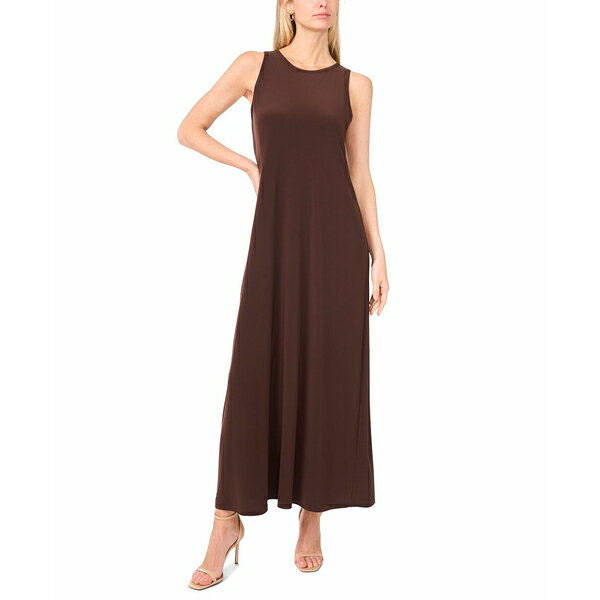 ヴィンスカムート レディース ワンピース トップス Women's Sleeveless Keyhole-Back Crewneck Maxi Dress Chocolate