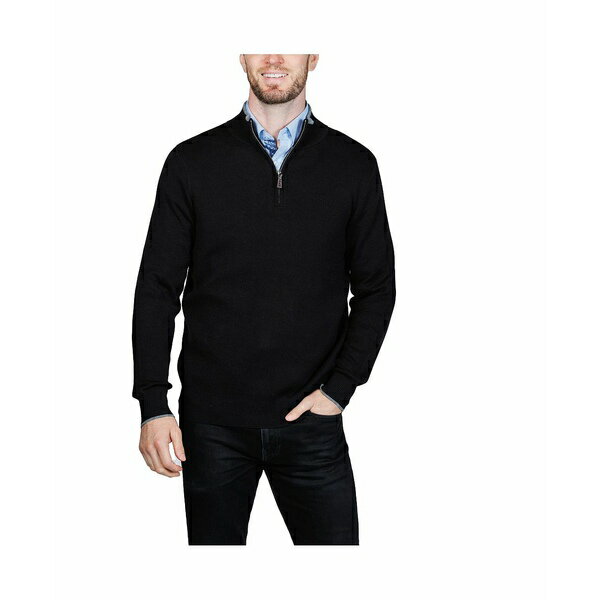 テーラーバード メンズ ニット&セーター アウター Men's Fine Knit Quarter Zip Sweater Black