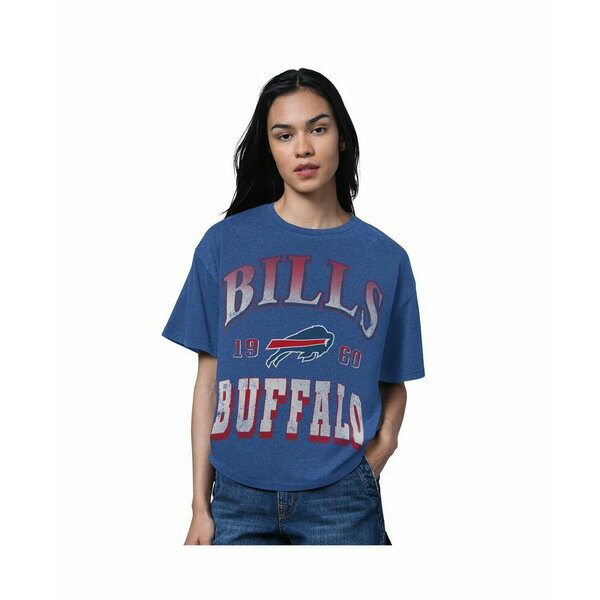 スターター レディース カットソー トップス Women's Heather Royal Buffalo Bills Oversized Hall of ..