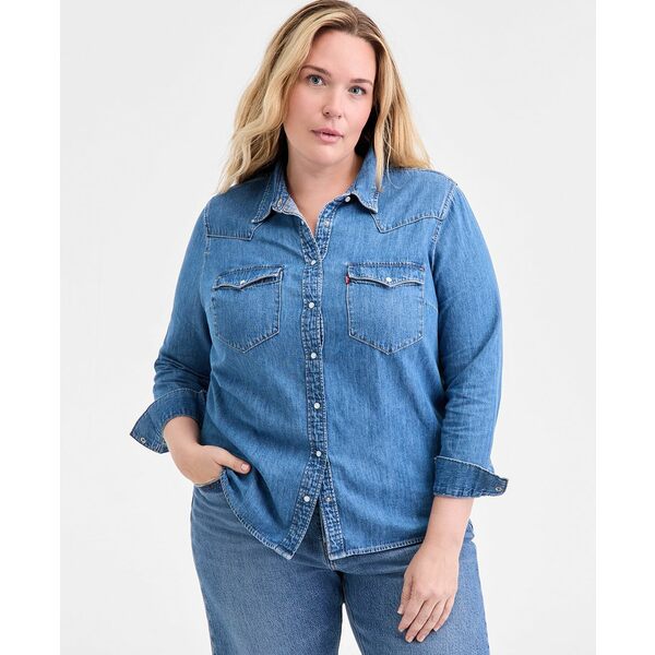 リーバイス レディース カットソー トップス Trendy Plus Size Essential Western Cotton Shirt Mighty..