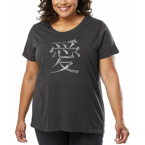 エルエーポップアート レディース カットソー トップス Plus Size The Word Love In 44 Languages Word Art T-Shirt Gray