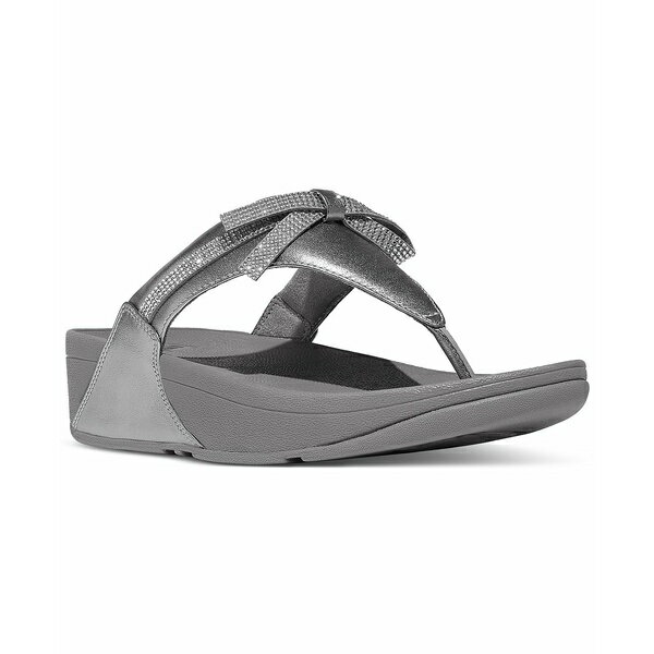 フィットフロップ レディース サンダル シューズ Women's Lulu Glitz-Bow Leather Toe-Post Sandals Silvereen