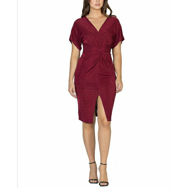 24セブンコンフォート レディース ワンピース トップス Women's Short Sleeve V-neck Twist Front Dres..