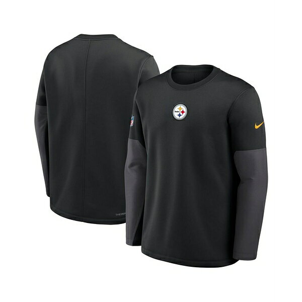 ナイキ メンズ Tシャツ トップス Men's Black Pittsburgh Steelers Sideline Scripted to Win Performance Long Sleeve T-Shirt Black