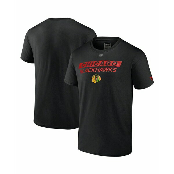 ファナティクス メンズ Tシャツ トップス Men's Black Chicago Blackhawks Authentic Pro Primary T-Shirt Black