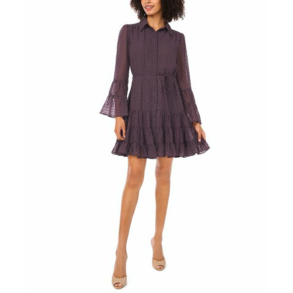 セセ レディース ワンピース トップス Women's Tiered Long Sleeve Shirtdress Potent Purple